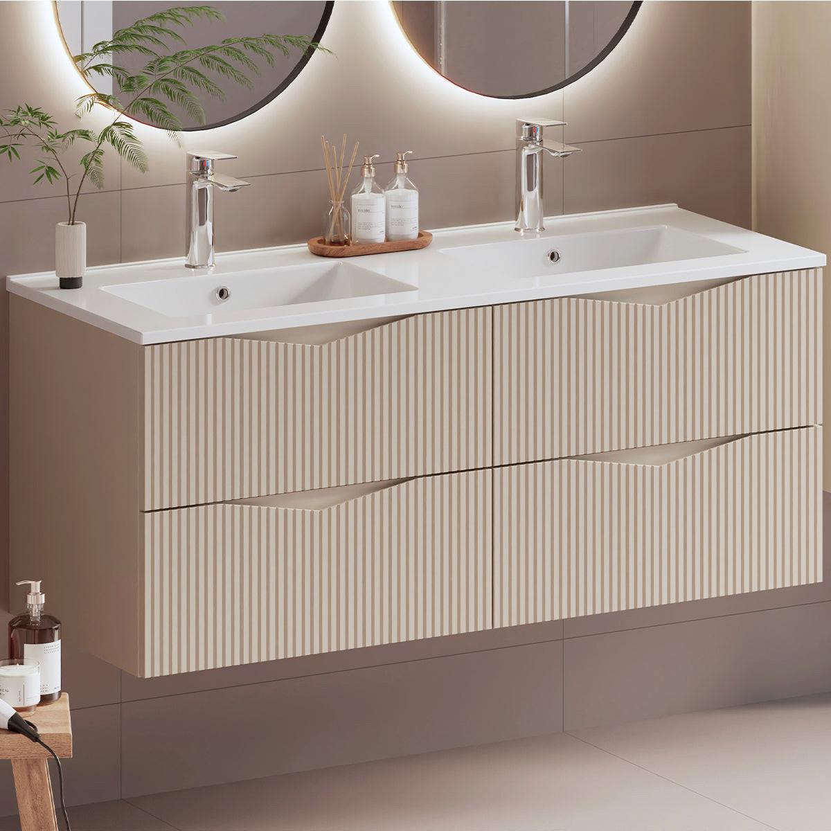 WASCHTISCHUNTERSCHRANK 120cm Tao Kaschmir - Beige, Holzwerkstoff (120/50/46.5cm) - Petits-meubles