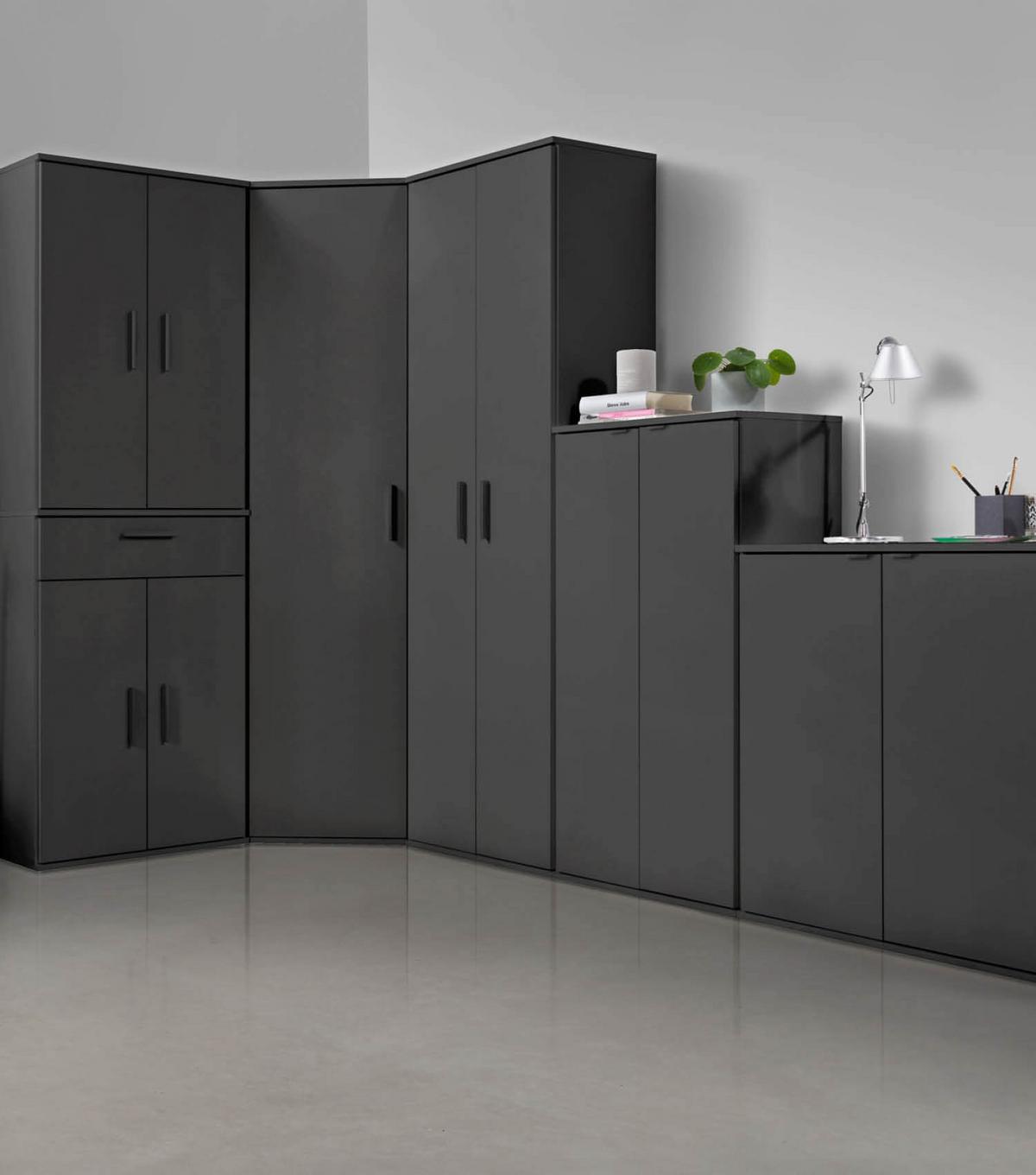 GARDEROBENSCHRANK Der Lange - Anthrazit/Schwarz, Holzwerkstoff (60/180/34cm) - Mokebo
