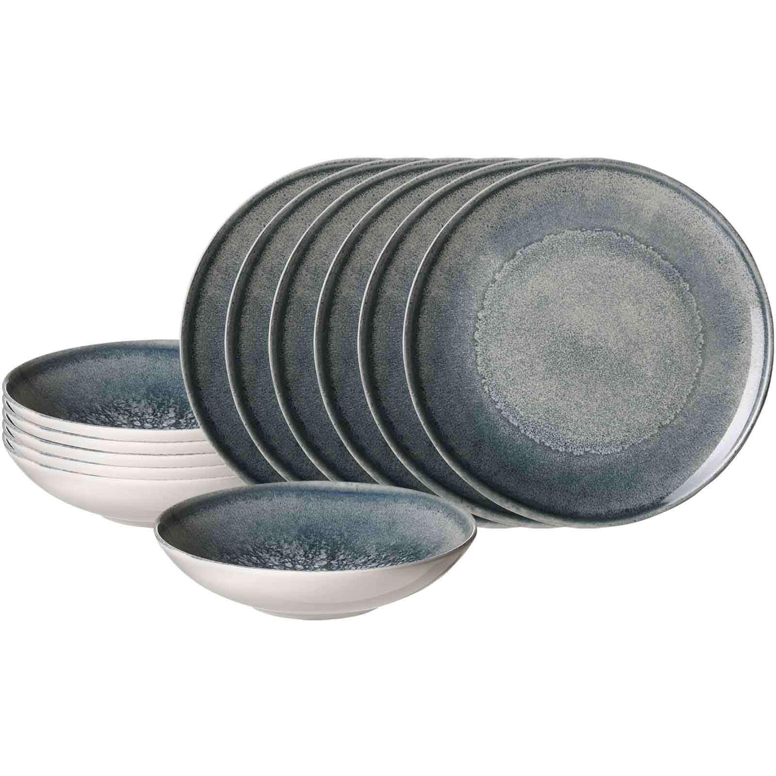 TAFELSERVICE Grana blau-grau 12-tlg. - Blau/Grau, Keramik (2/2/2cm) - Ritzenhoff Breker