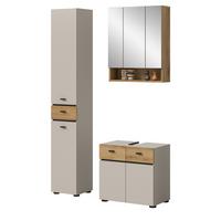 BADMÖBEL-SET Kaschmir, Evoke Eiche 3-teilig 107 cm, Komplettset mit viel Stauraum - Kaschmir/Eichefarben, Glas/Holzwerkstoff (107/191/35cm) - Inn.Furn