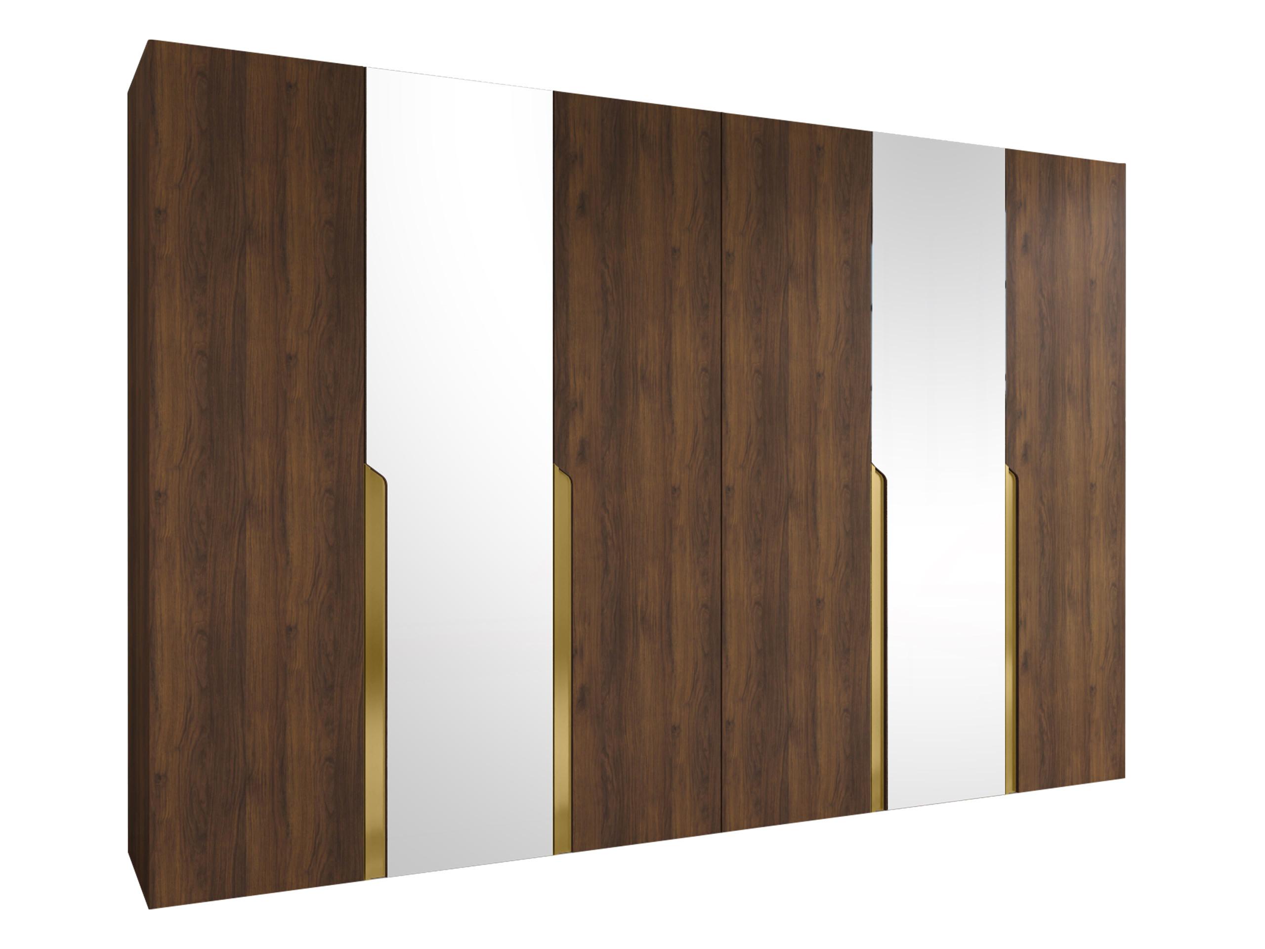 DREHTÜRENSCHRANK Mila II 300 - Goldfarben/Nussbaumfarben, Holzwerkstoff/Kunststoff (300/202/52cm) - MIRJAN24