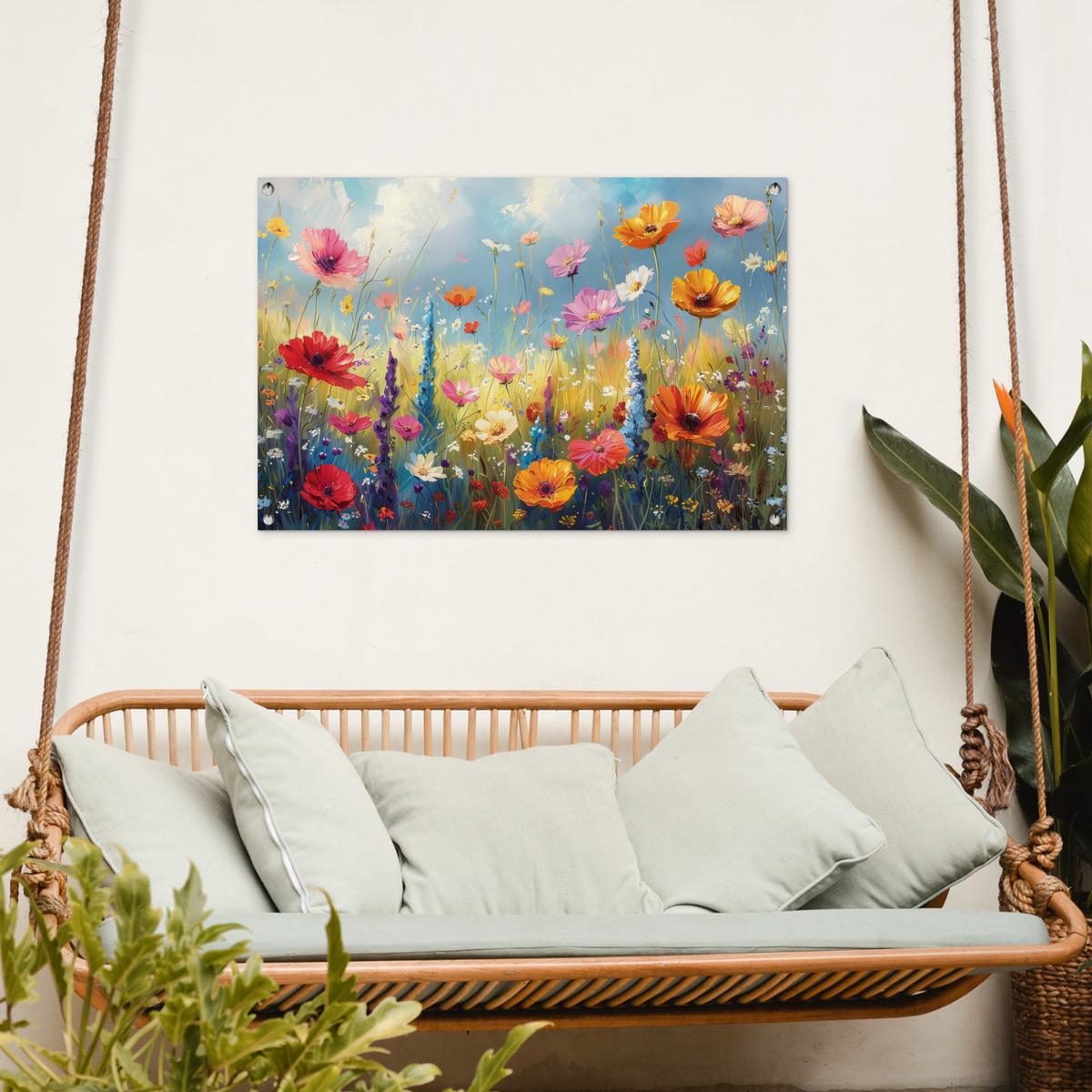 GARTENPOSTER Blumen - Natur - Botanik - Kunst Gartendeko 90x60 cm - Hellblau, Kunststoff (90/60/0.2cm) - OnlyWow