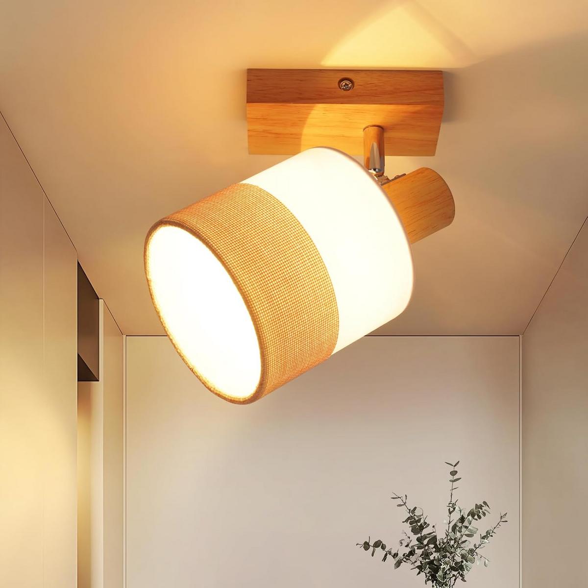 DECKENSTRAHLER Finni 13/13/21 cm - Beige, Holz (21/13/13cm) - ZMH