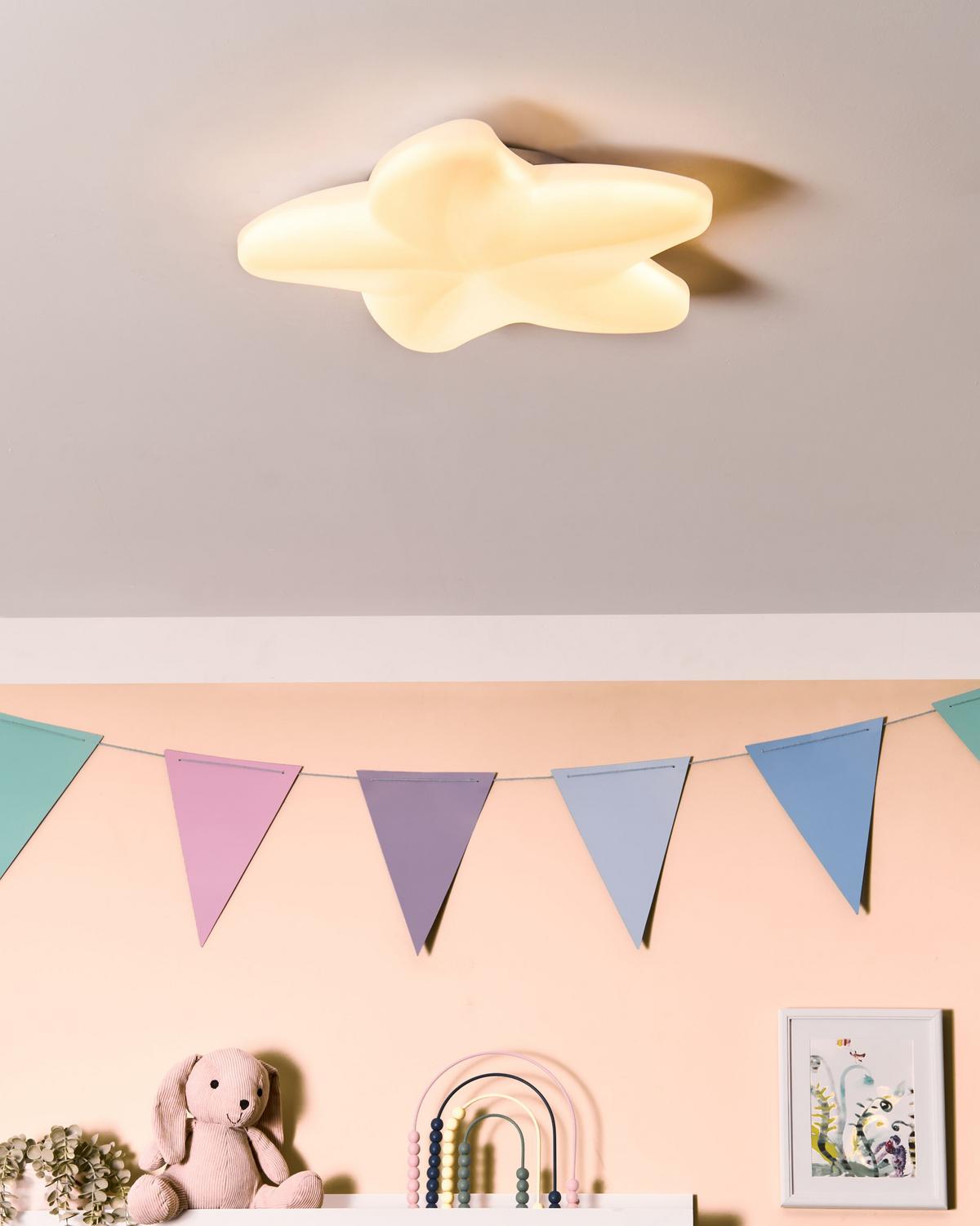 LED-DECKENLAMPE Weiß Surna - Weiß, Keramik (52/52/8cm) - Beliani
