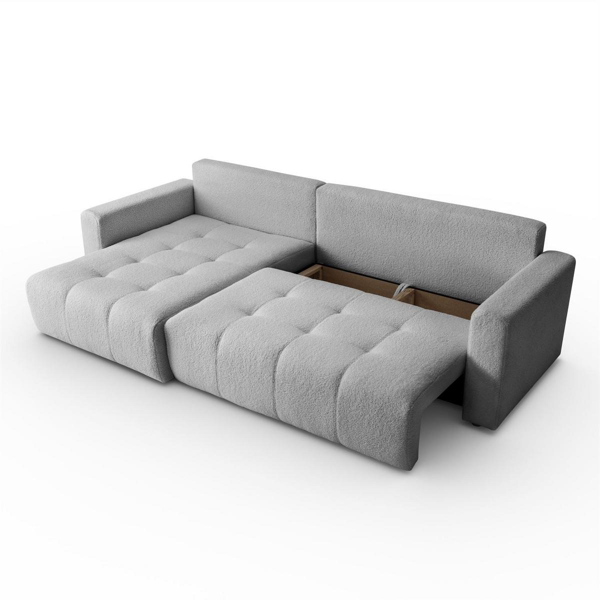ECKSOFA ASTON mit Schlaffunktion und Bettkasten - Grau, Textil (261/143cm) - Lookway