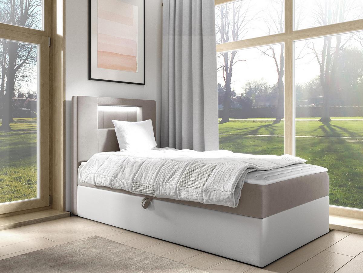 BOXBETT Gold Junior 1, Seite zum Öffnen des Bettkastens: Links - H3 - Creme/Weiß, Holz (100/200cm) - MIRJAN24