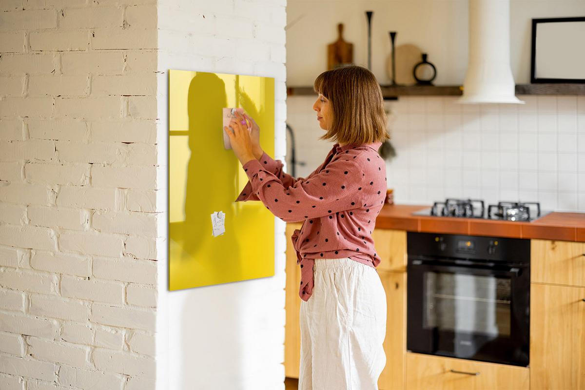 MAGNETTAFEL 60x90 Gelb schwarzer Marker - Gelb, Glas (60/0.4/90cm) - TULUP