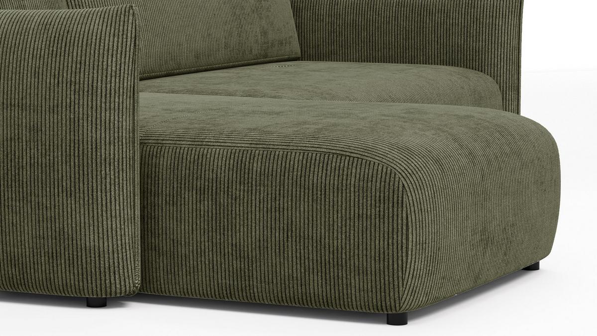 ECKSOFA TAUER 3-Sitzer rechts, olive - Dunkelgrün/Schwarz, Holz/Textil (248/173cm) - Wozimo