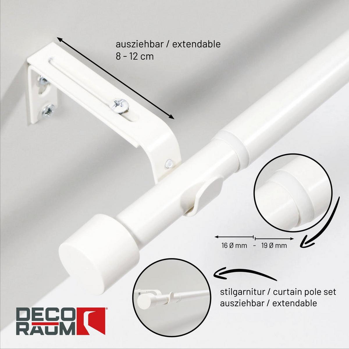 GARDINENSTANGE ausziehbar 120-210cm 1-Lauf Flexa - Weiß, Metall (120cm) - Deco-Raum