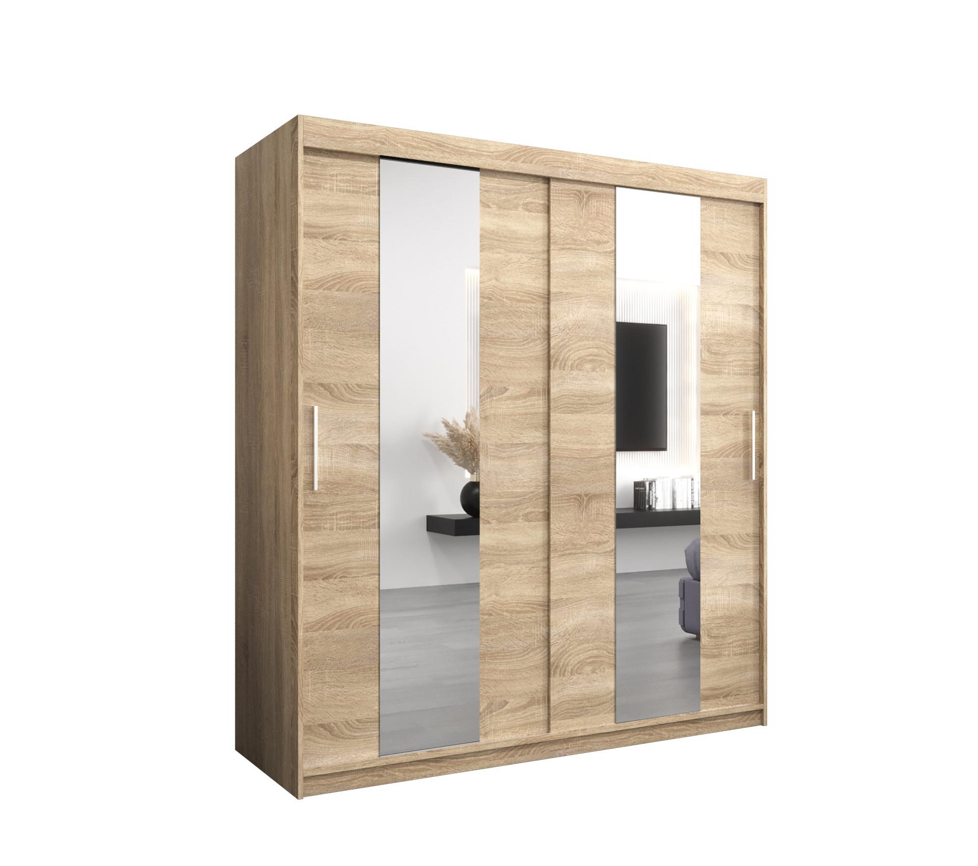 SCHWEBETÜRENSCHRANK 200/180/62 2-türig - Silberfarben/Sonoma Eiche, Holz/Kunststoff (180/200/62cm) - MÖBEL KRYSPOL