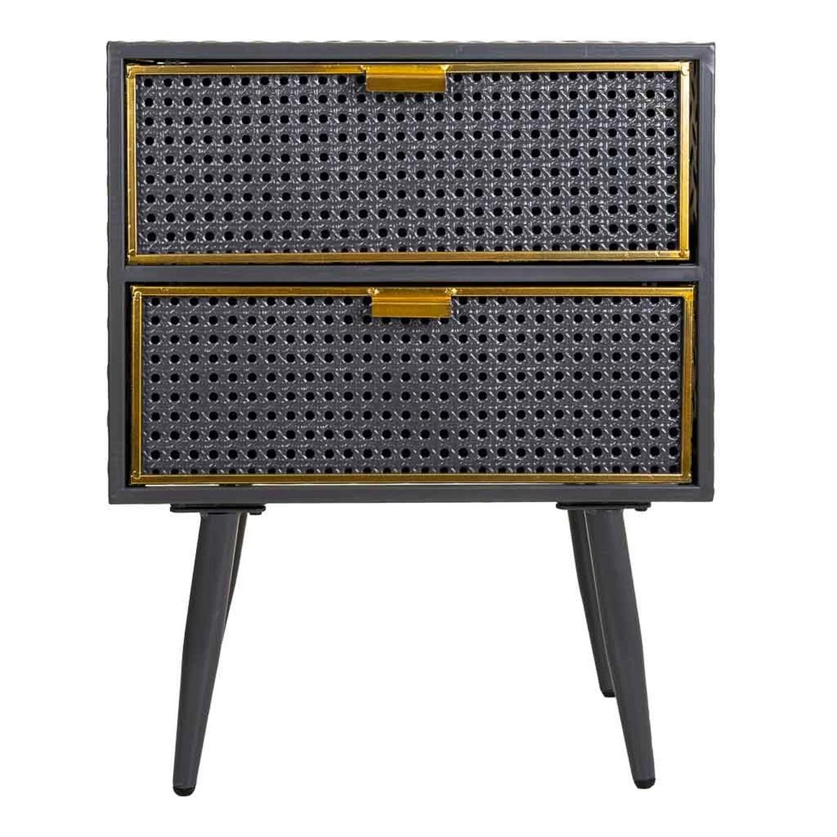 NACHTTISCH aus Metall, schwarz, 50x30x62cm - Grau, Metall (50/62/30cm) - Wanderlust