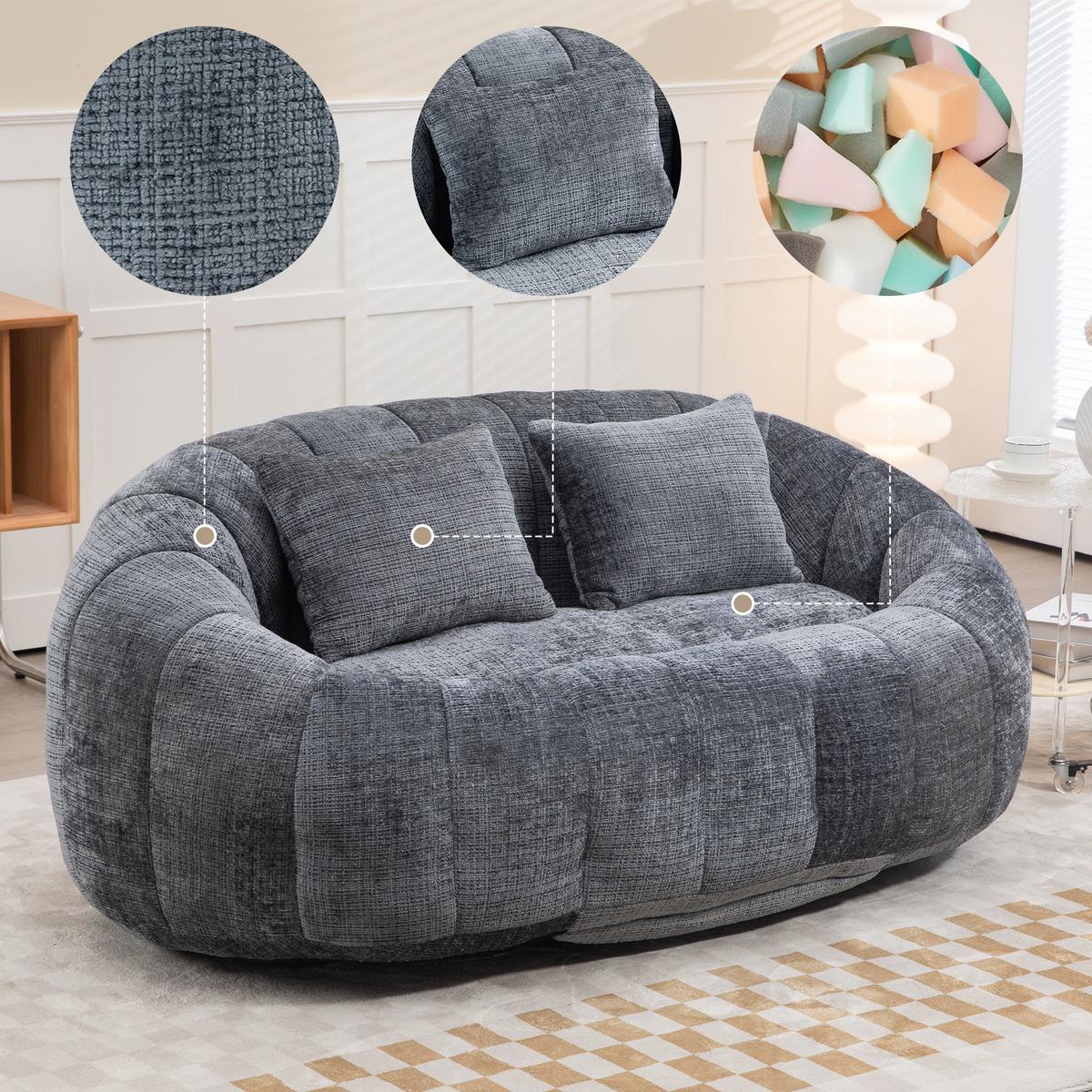 2-SITZER SOFA aus Chenille mit Memory Schaum & ohne Montage - Grau, Textil (145/63/95cm) - Urban Meuble