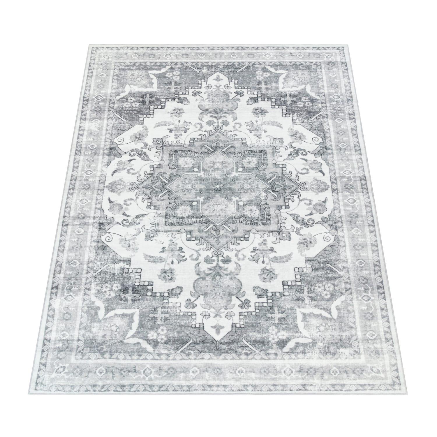 KURZFLORTEPPICH Waschbar, orientalisch im Vintage-Stil, Grau, 80 x 150 cm - Grau, Textil (150/80cm) - KADIMA DESIGN