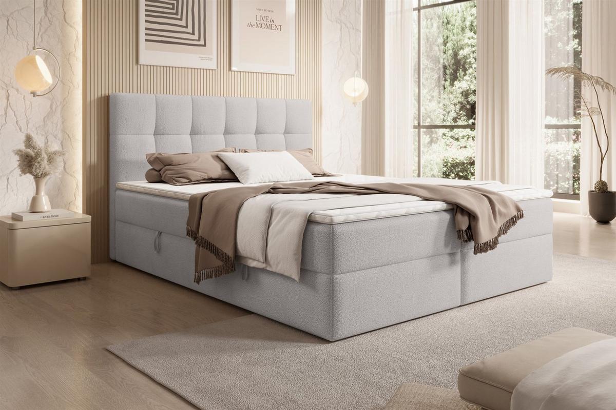 BOXBETT Arturo In Freya - Grau, Holzwerkstoff/Textil (180/200cm) - Fun Möbel