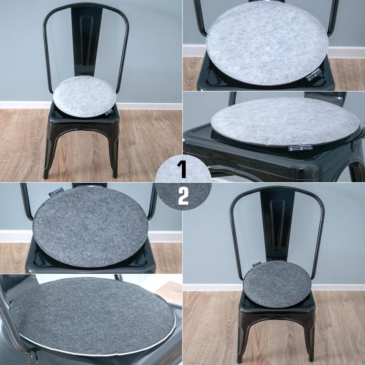 FILZ-SITZKISSEN zum Wenden, Ø 35/3 cm, Grau - Grau, Kunststoff (35cm) - Dunedesign