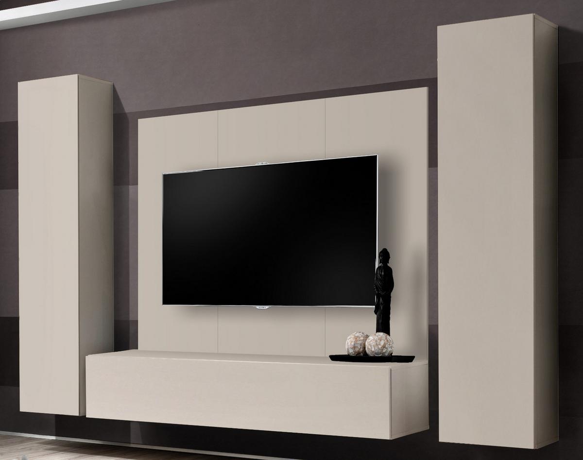 WOHNWAND Kaschmir 4-teilig 260 cm hängend, Schrankwand mit Push-to-Open - Kaschmir, Holzwerkstoff (260/170/40cm) - Inn.Furn