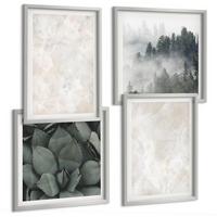 BILDER SET 4er Set - 50x50 cm & 40x60 cm Silberner Rahmen - Steinpastellmarmor - Silberfarben, Kunststoff (50/50cm) - TULUP