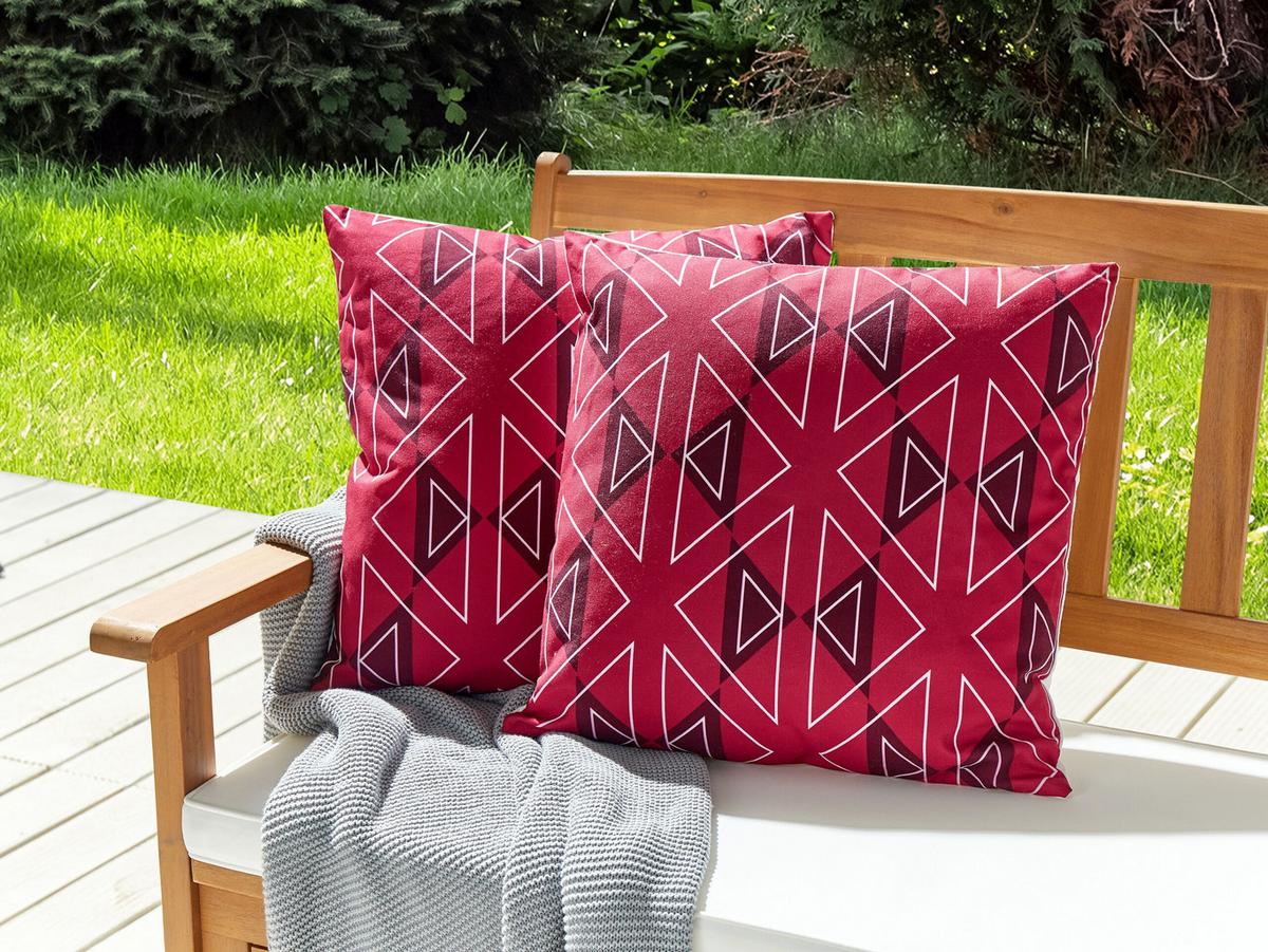GARTENKISSEN 2er-Set geometrischem Muster rosa 45/45 cm Mezzano - Violett, Textil (45/45cm) - Beliani