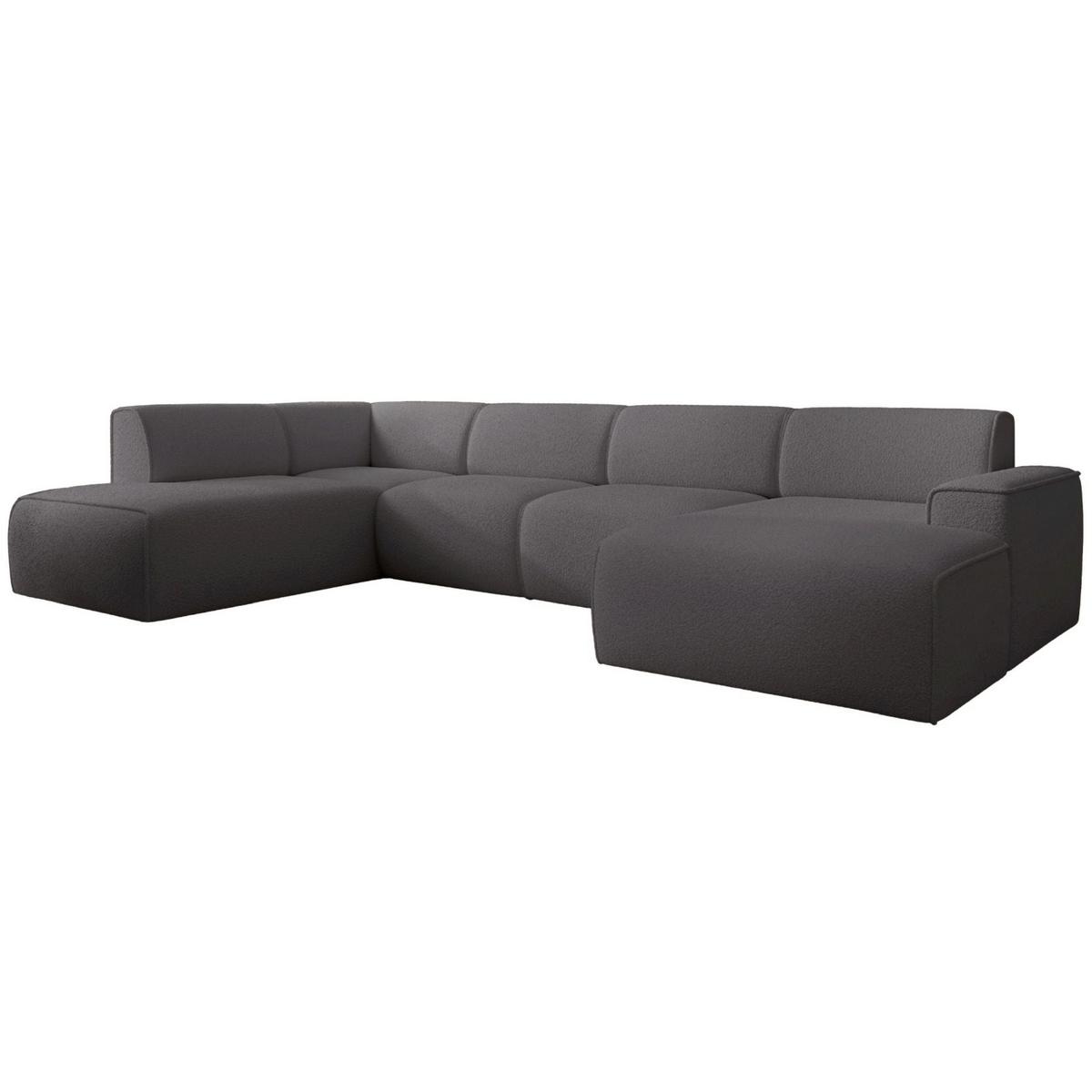 WOHNLANDSCHAFT Bouvi Dunkelgrau links - Dunkelgrau/Schwarz, Kunststoff/Textil (378/220cm) - Selsey