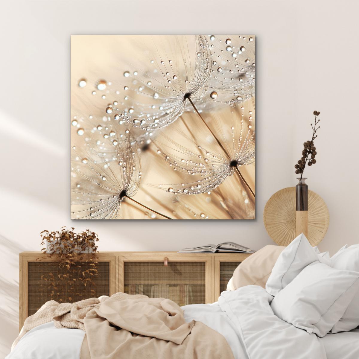 METALLBILD Löwenzahn - Abstrakt - Natur - Beige 90x90 cm - Braun, Metall (90/90cm) - MuchoWow