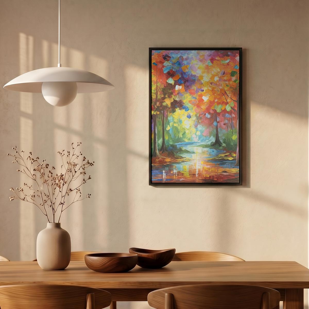 LEINWAND Bilder mit Rahmen - Landschaft - Wald - Farben - Natur - 40x60 - Multicolor, Textil (40/60cm) - MuchoWow