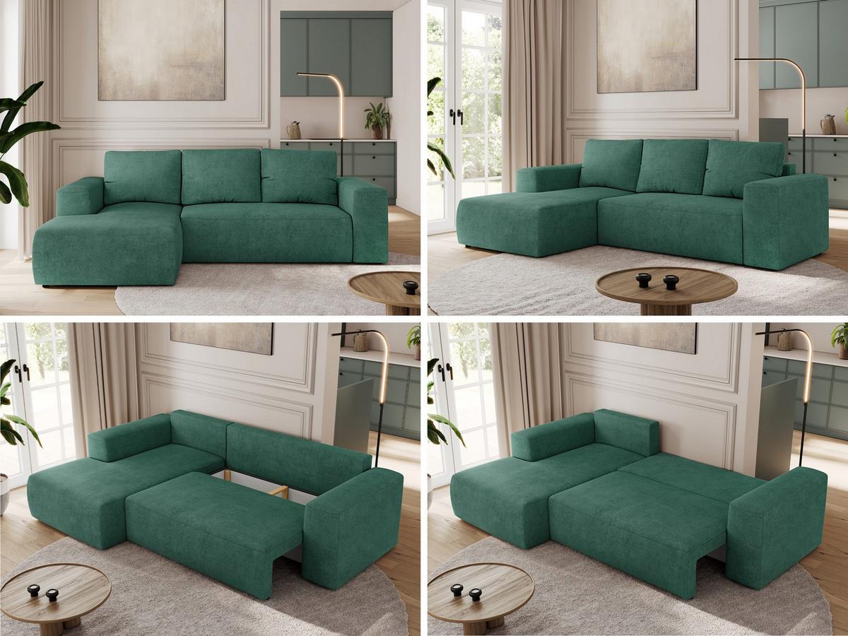 ECKSOFA TRENTINO L Grün Stukture - Links - Schwarz/Grün, Kunststoff/Textil (266/164cm) - MKS
