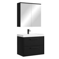 BADMÖBEL-SET Florence 3 Teile Schwarz Matt - 60 x 35 x 51 cm - Schwarz, Holz (60/53/35cm) - Badplaats
