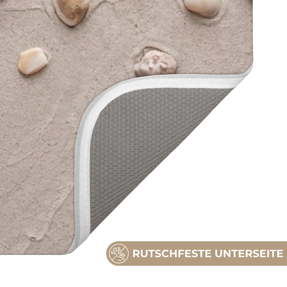 BADEMATTE Muscheln - Seesterne - Strand 60x90 cm - Sandfarben/Creme, Textil (60/90cm) - OnlyWow