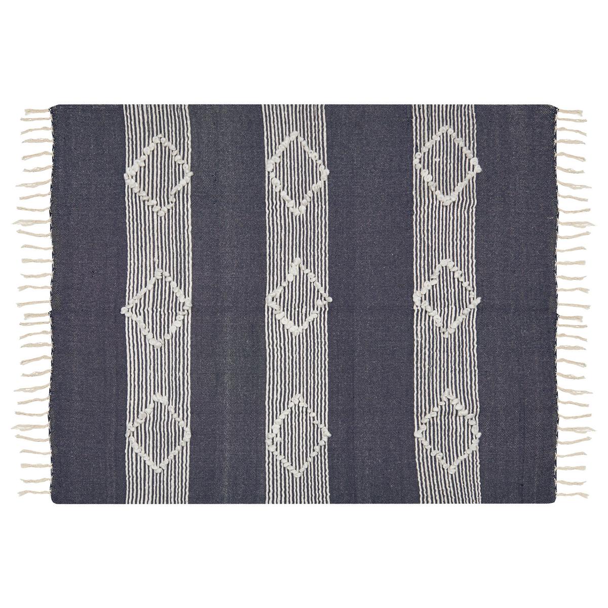 DECKE Dunkelblau Nemli 155/130 cm - Dunkelblau, Textil (130/150cm) - Beliani