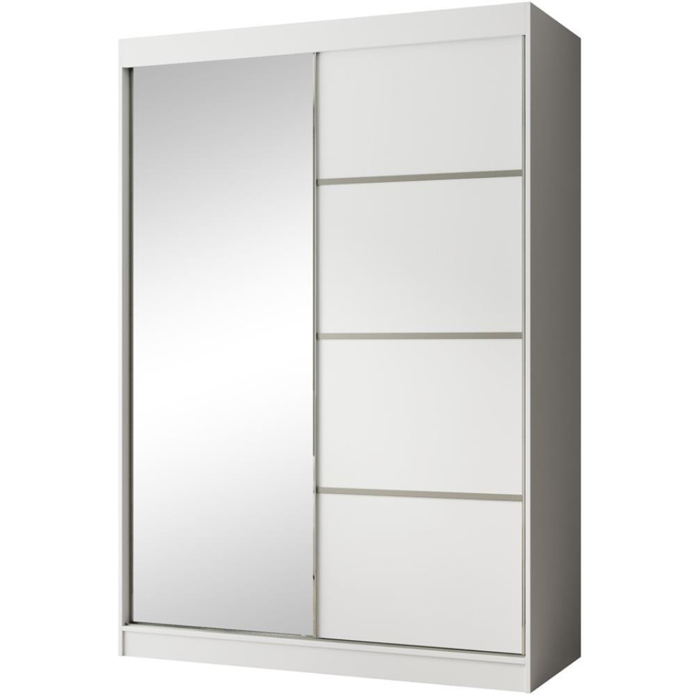SCHWEBETÜRENSCHRANK Paco 150/215/61 2-türig weiß mit Spiegel - Weiß, Holzwerkstoff (150/215/61cm) - Beautysofa