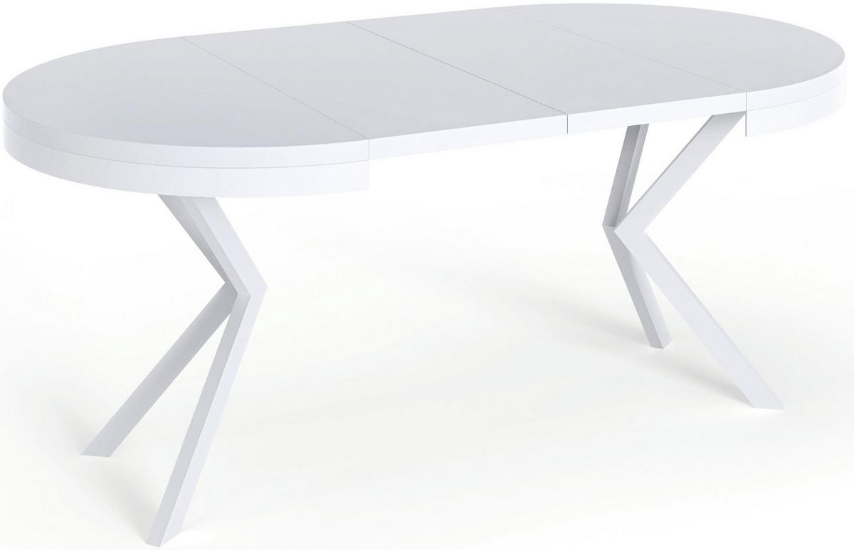 ESSTISCH Della runder ausziehbarer, Sonoma Eiche 120-200/120/76 cm - Weiß/Sonoma Eiche, Holzwerkstoff/Metall (120/200/76cm) - WFL GROUP