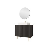 BADMÖBEL-SET Nubia I - Goldfarben/Schwarz, Holzwerkstoff/Metall (87/79/45cm) - MIRJAN24