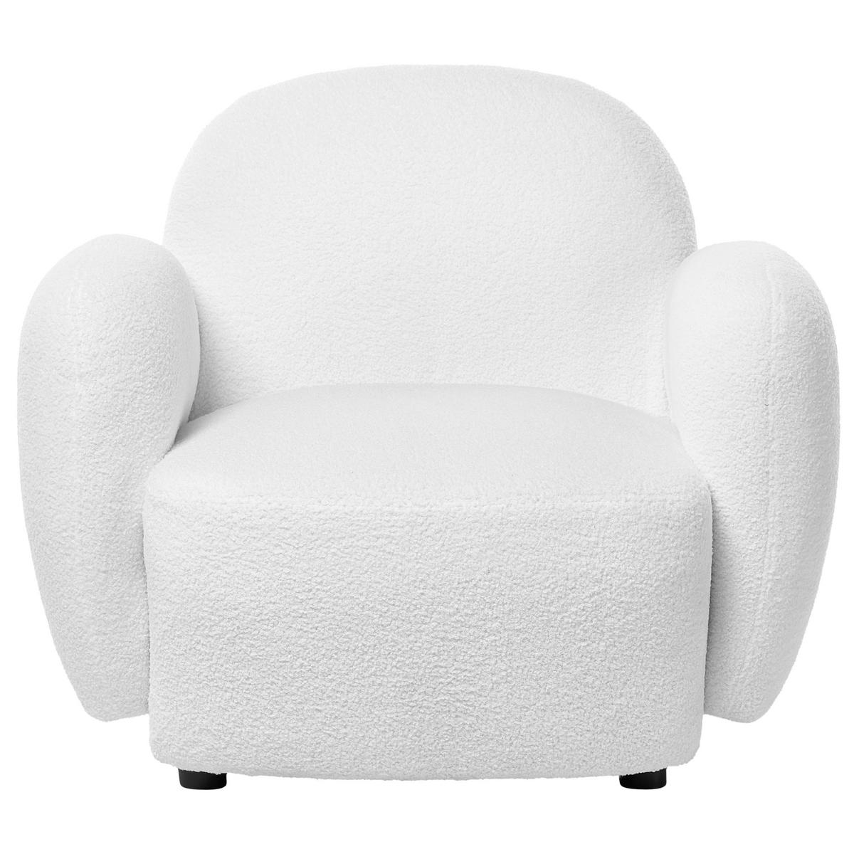 SESSEL Bouclé Weiß Jule - Schwarz/Weiß, Kunststoff/Textil (89/77/82cm) - Beliani