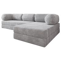 ECKSOFA ETERA modulares Boneless Sofa mit Schlaffunktion Hellgrau Cordstoff - Grau, Textil (270/160cm) - MASSENO