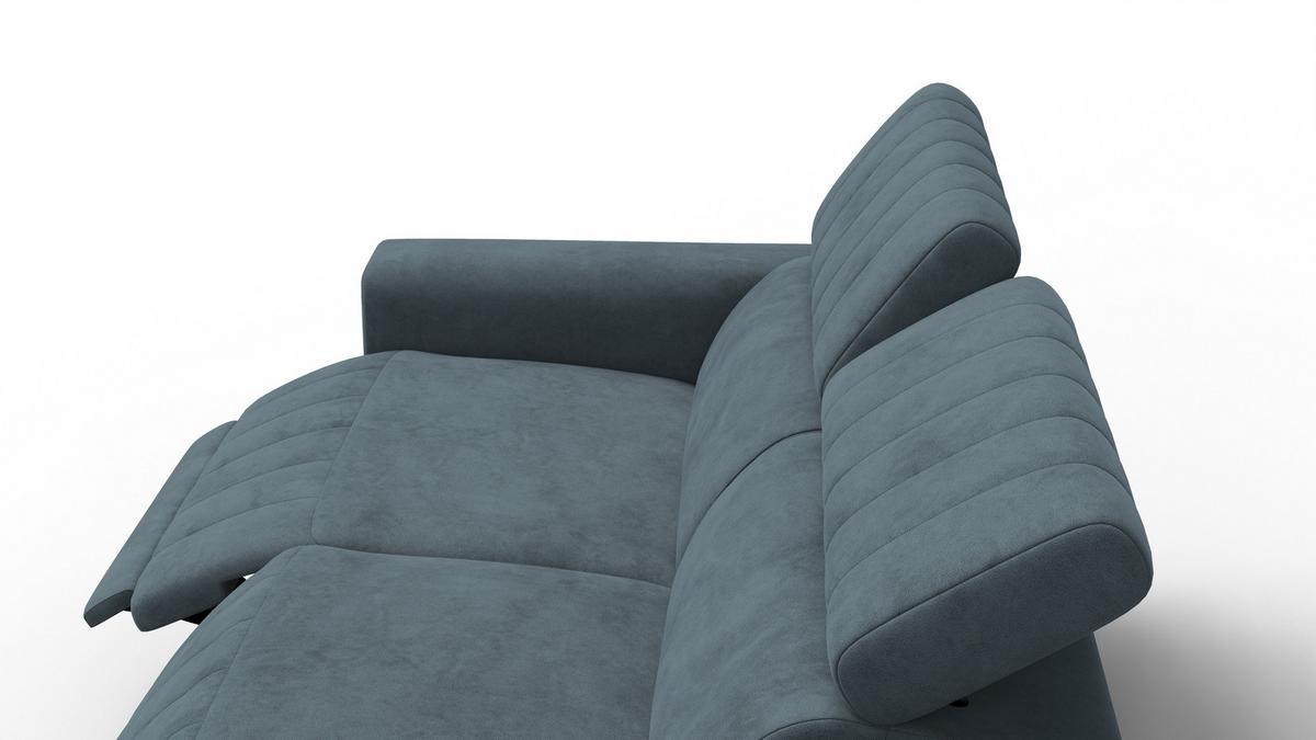 RELAXSOFA NORDEL 3-Sitzer, blaugrau - Blaugrau/Schwarz, Holz/Textil (194/80/105cm) - Wozimo