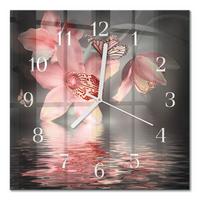 WANDUHR aus Glas 30x30 cm - Orchidee - Pink, Glas (30/30/0.4cm) - TULUP
