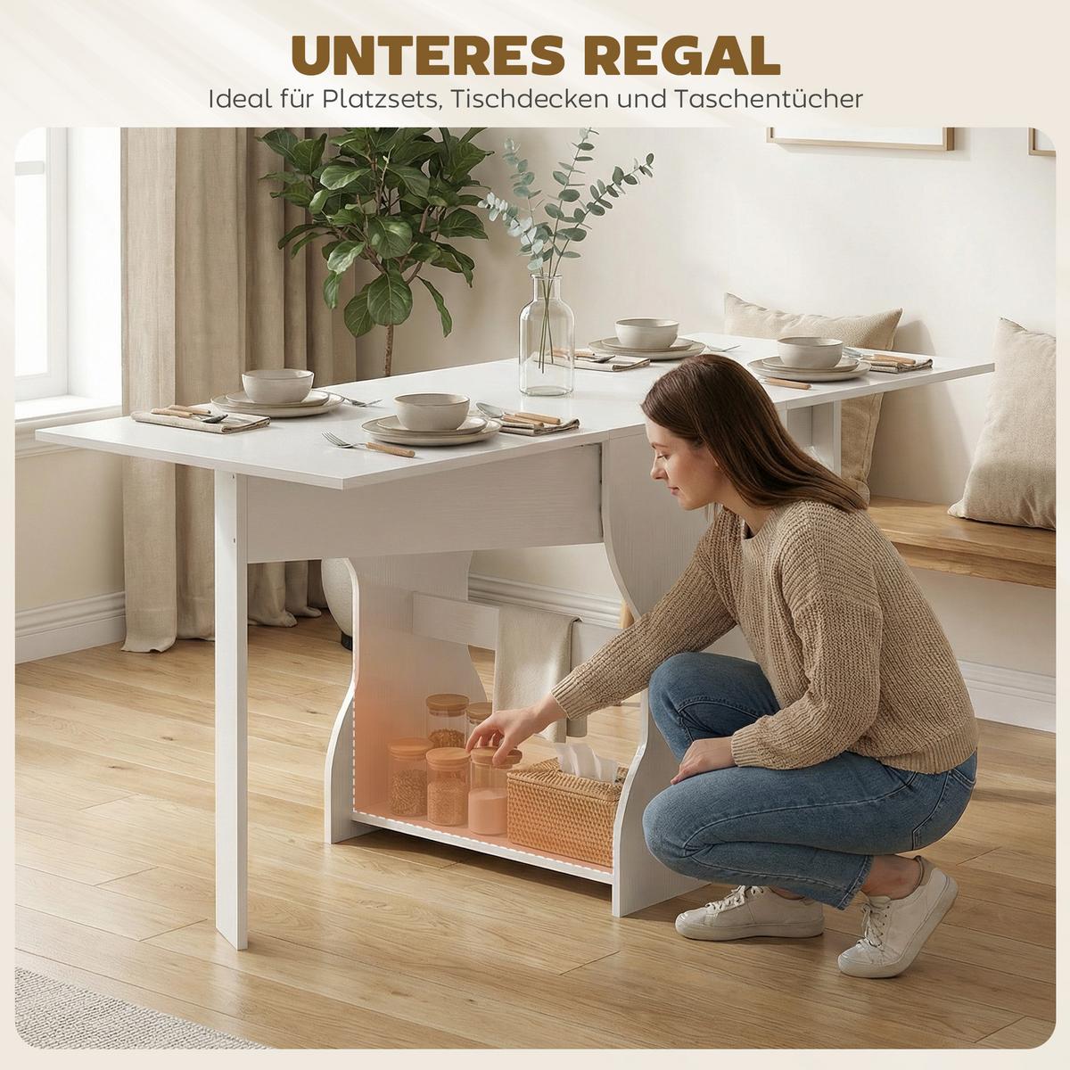 KLAPPTISCH Spanplatte Weiß - Weiß, Holzwerkstoff (160/60/75cm) - HOMCOM
