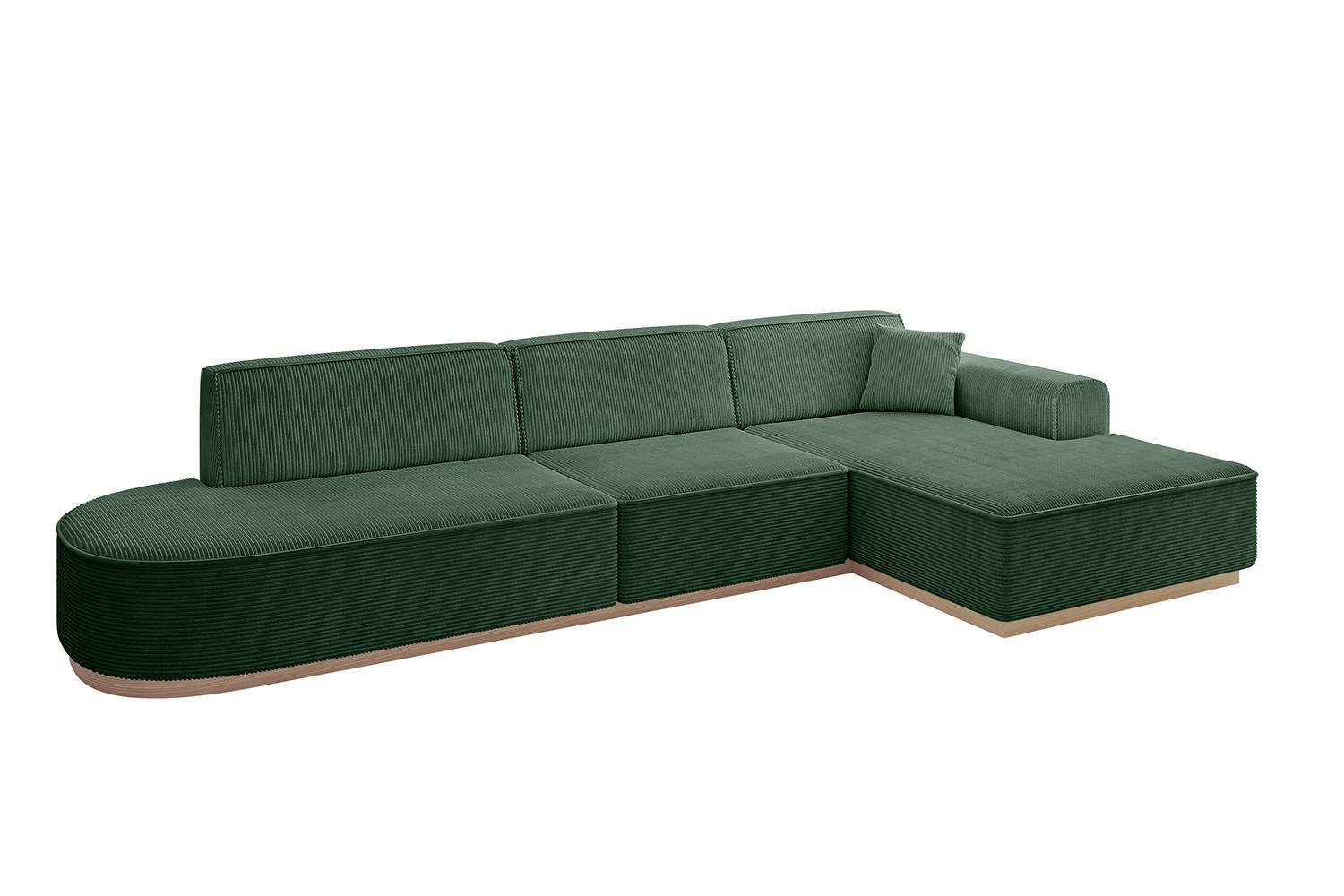 ECKSOFA Ottomane Rechts IREA-L2 - 327x165x80 cm Grün - Currygelb, Holzwerkstoff/Textil (327/165cm) - ALTDECOR