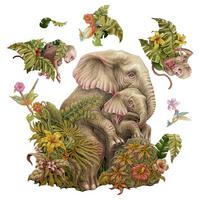 WANDAUFKLEBER 100x125cm - Tropische Blätter - Multicolor, Kunststoff (100/125/0.1cm) - Wallfluent