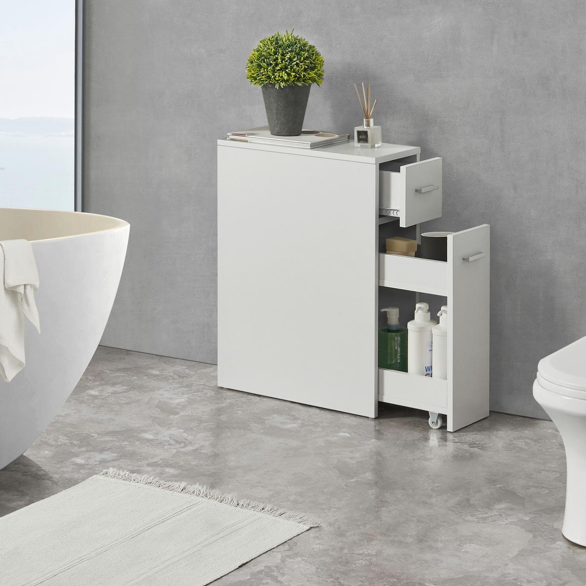 SEITENSCHRANK Kauhajoki - Weiß, Holzwerkstoff (20/61/45cm) - [en.casa]