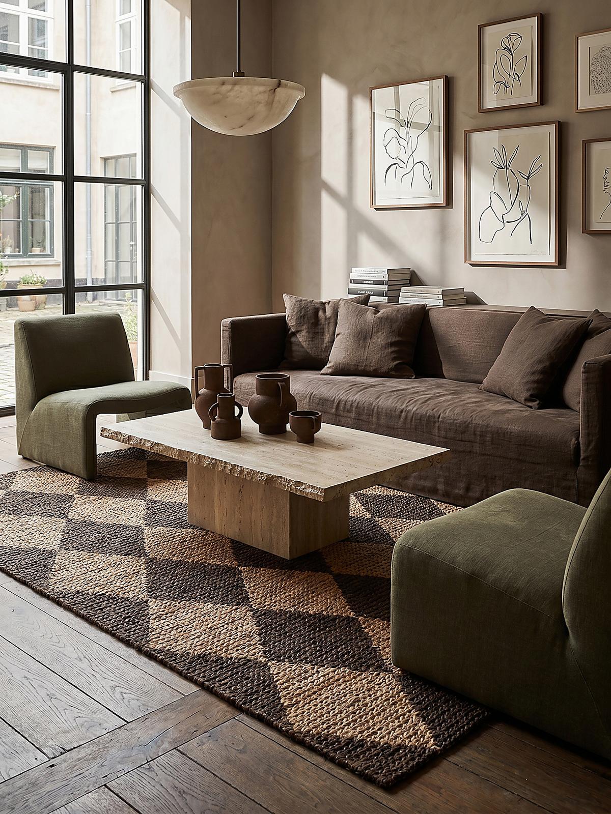 JUTETEPPICH BAIN, mit Rautenmuster, Braun, 160 x 230 cm - Braun, Textil (230/160cm) - KADIMA DESIGN
