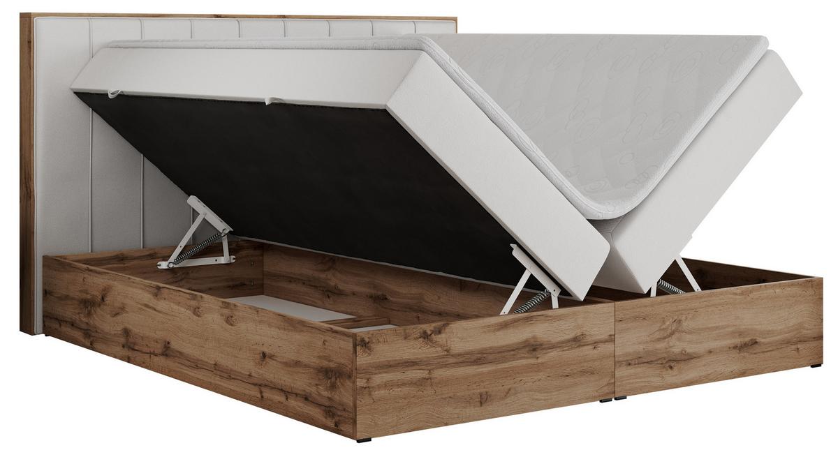BOXBETT BELLISSIMO 140/200 Weiß Kunstleder - H3 - Weiß, Holz/Textil (140/200cm) - MKS