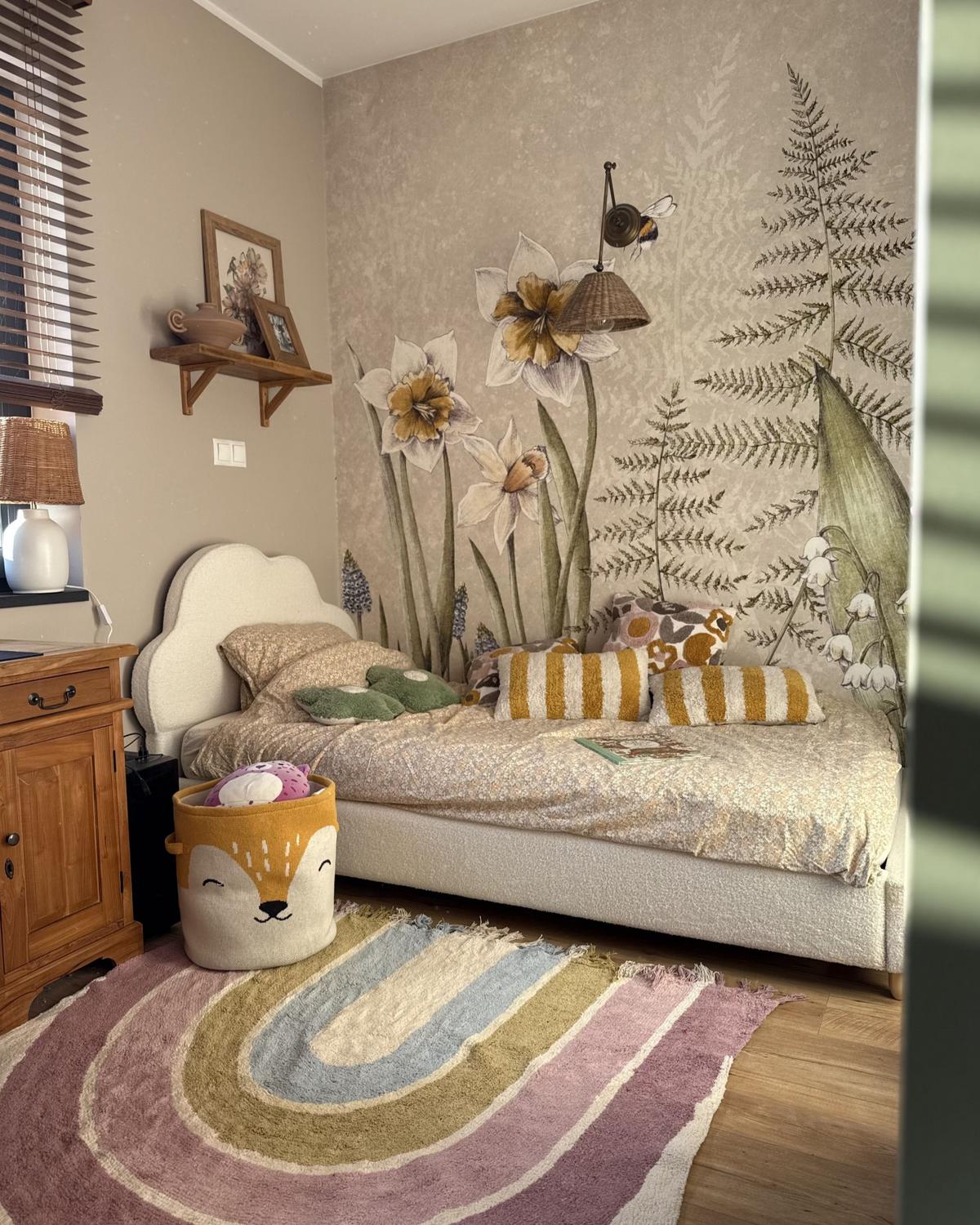 KINDERBETT 90/200 cm Cremeweiß Bellevue - Weiß/Braun, Textil (90/200cm) - Beliani