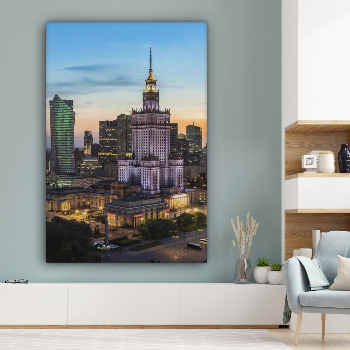 LEINWANDBILD Polen - Sonne - Warschau Deko Groß 90x140 cm - Blau, Textil (90/140cm) - MuchoWow