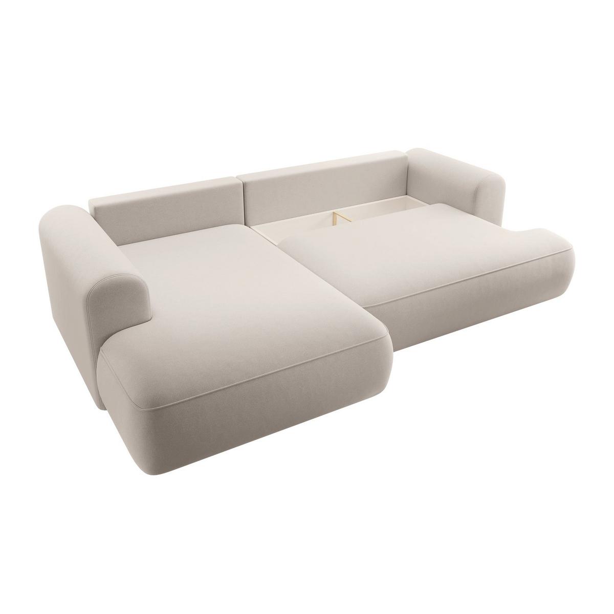 ECKSOFA Ovo Creme Samt - Creme/Schwarz, Kunststoff/Textil (260/165cm) - Selsey