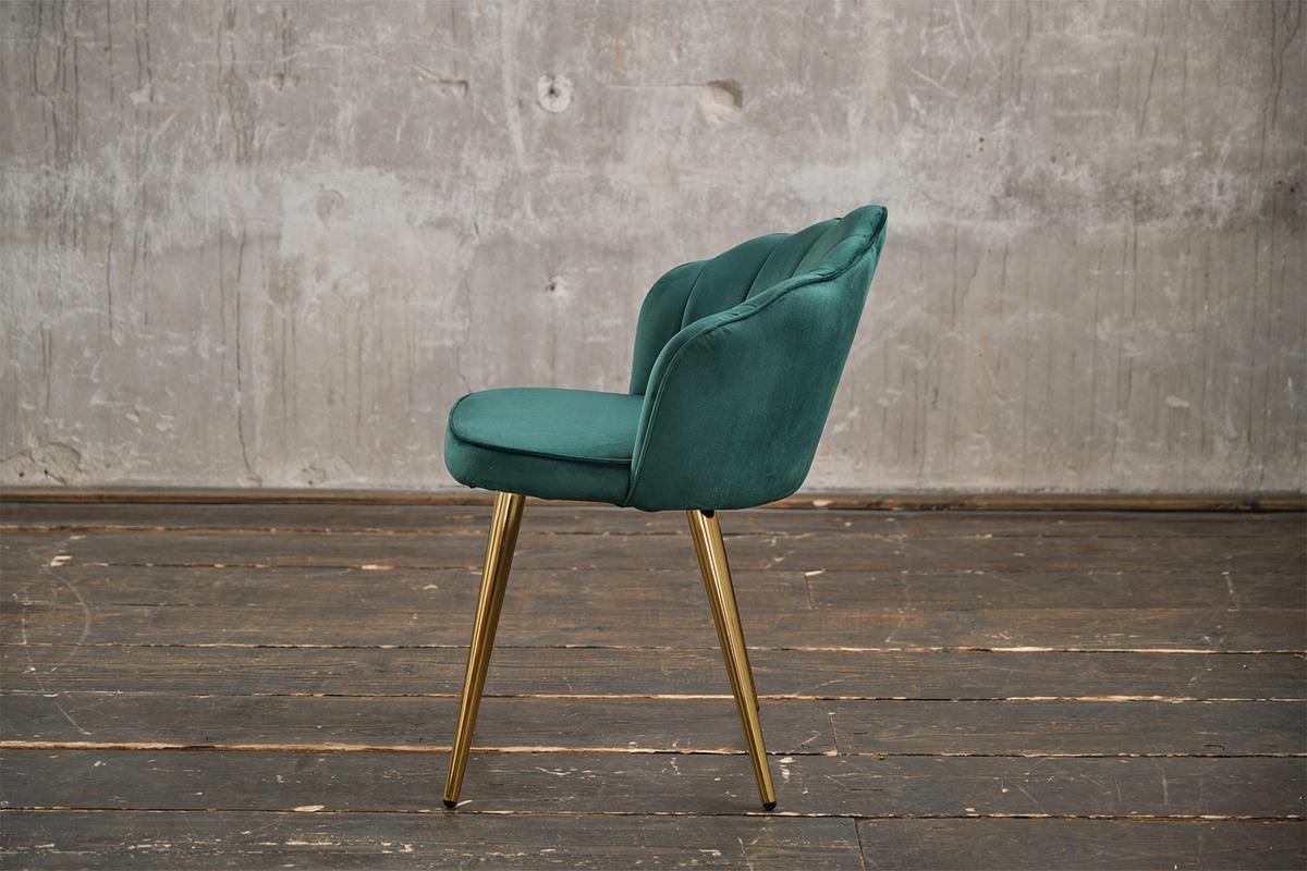 ESSZIMMERSTUHL SALLY Grün Velvet - Goldfarben/Grün, Textil (55/76/57cm) - KAWOLA