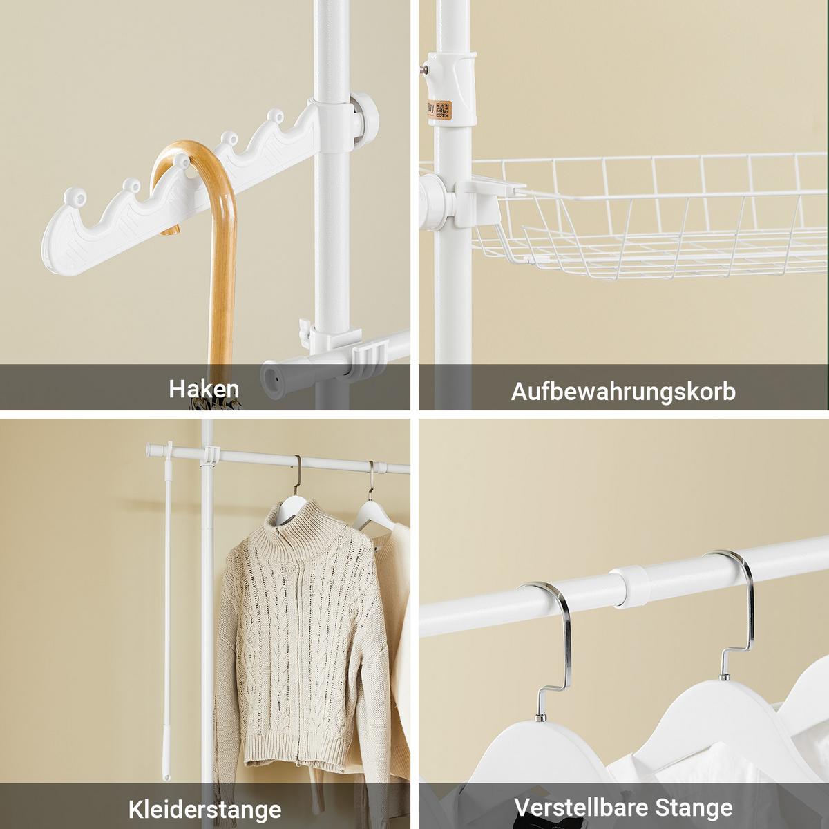 TELESKOP-KLEIDERSTÄNDER Weiß - Weiß, Kunststoff (311/295/37cm) - SoBuy