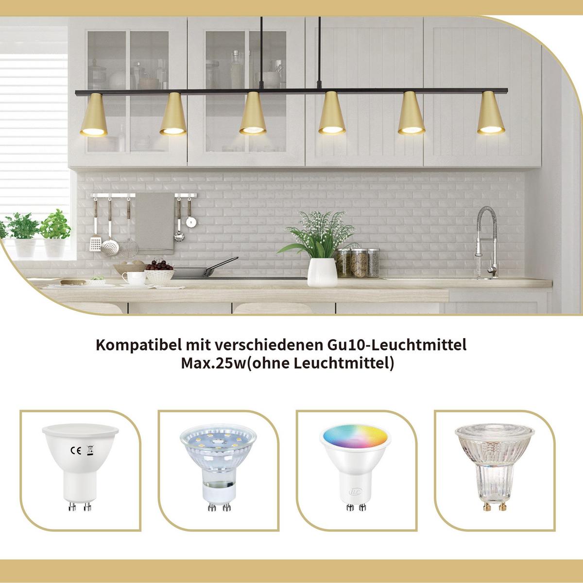 PENDELLEUCHTE Violet 110/7/160 cm - Goldfarben, Metall (110/7/160cm) - ZMH