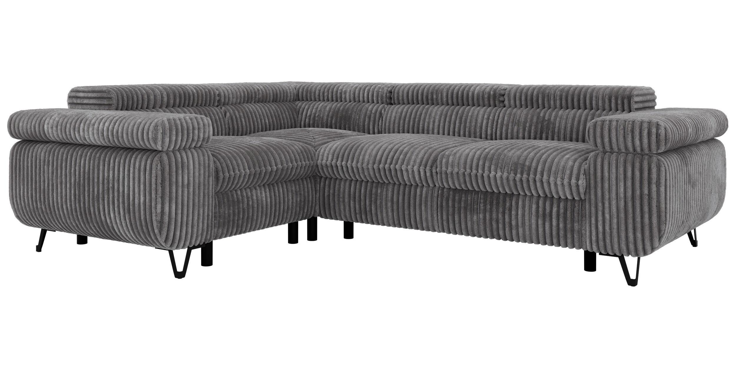 ECKSOFA ORSO L Grau Cord - Links Seite - Schwarz/Grau, Textil/Metall (197/268cm) - MKS