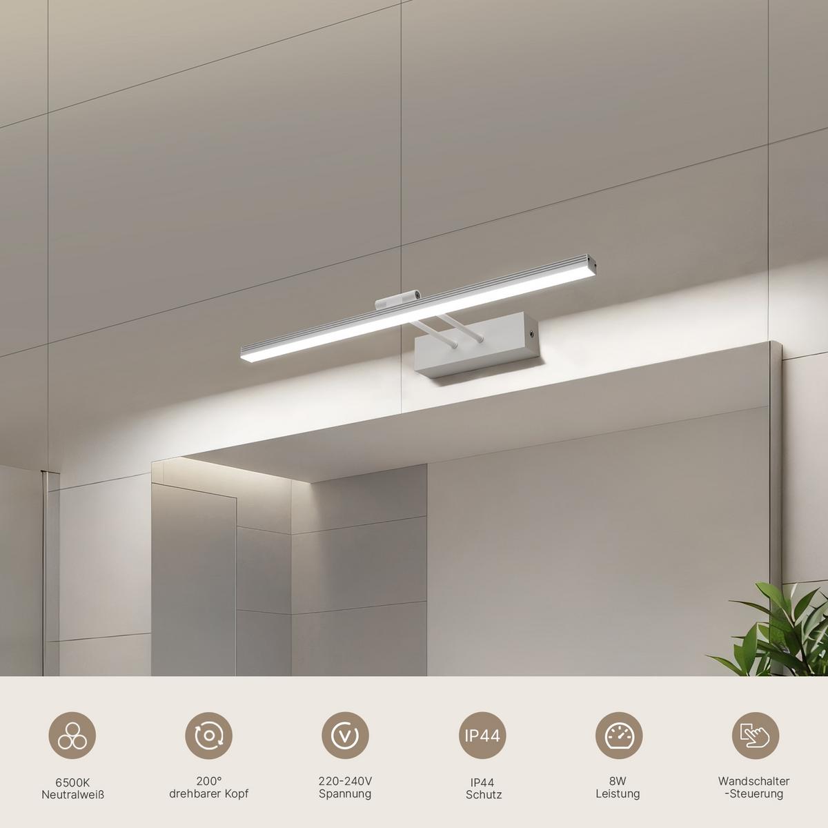 SPIEGELLEUCHTE LED Weiß 6500K 40/16/4 cm - Weiß, Kunststoff (4/40/16cm) - EMKE